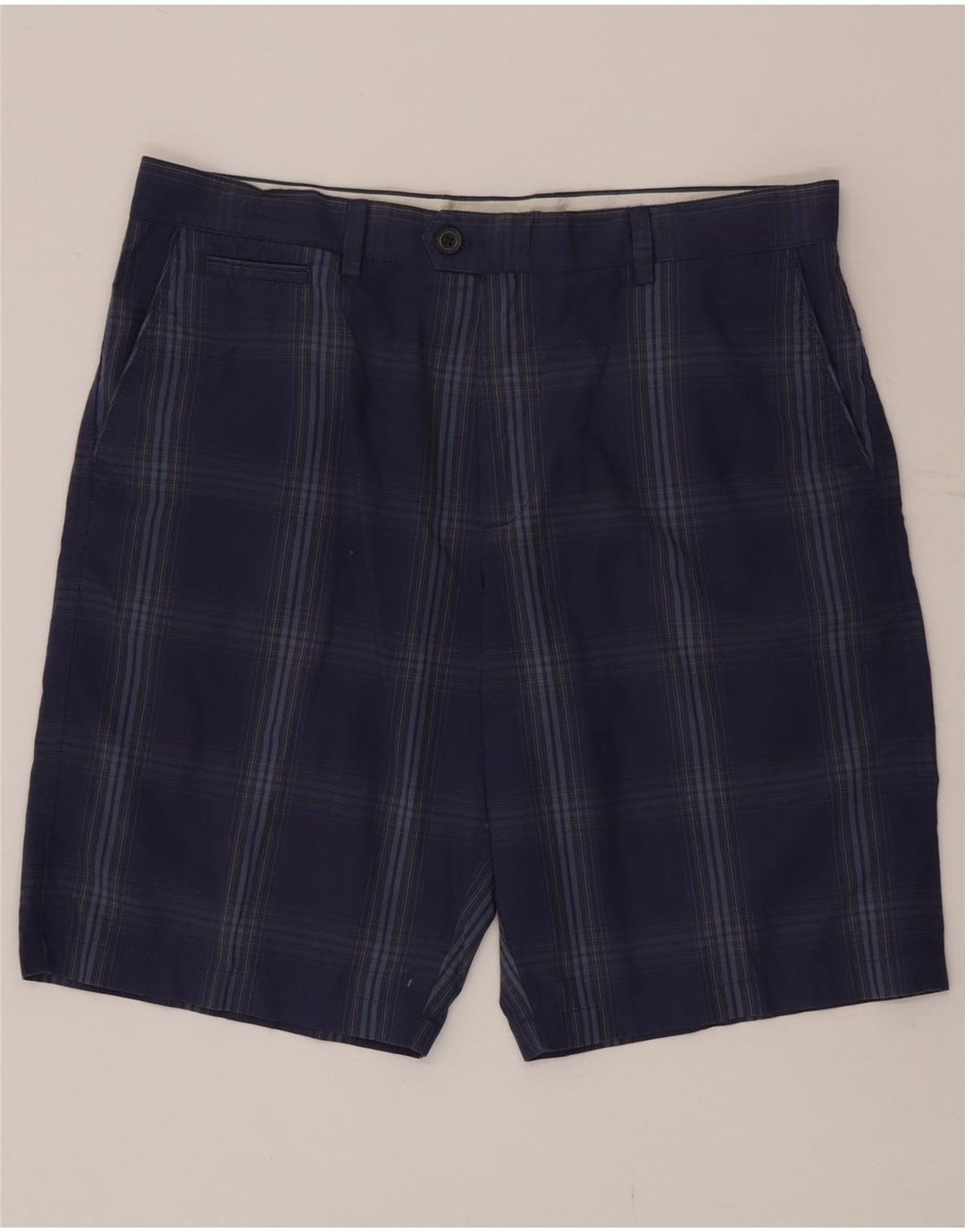 Marks & Spencer Mens Chino Shorts W36 Large Blue Check Cotton