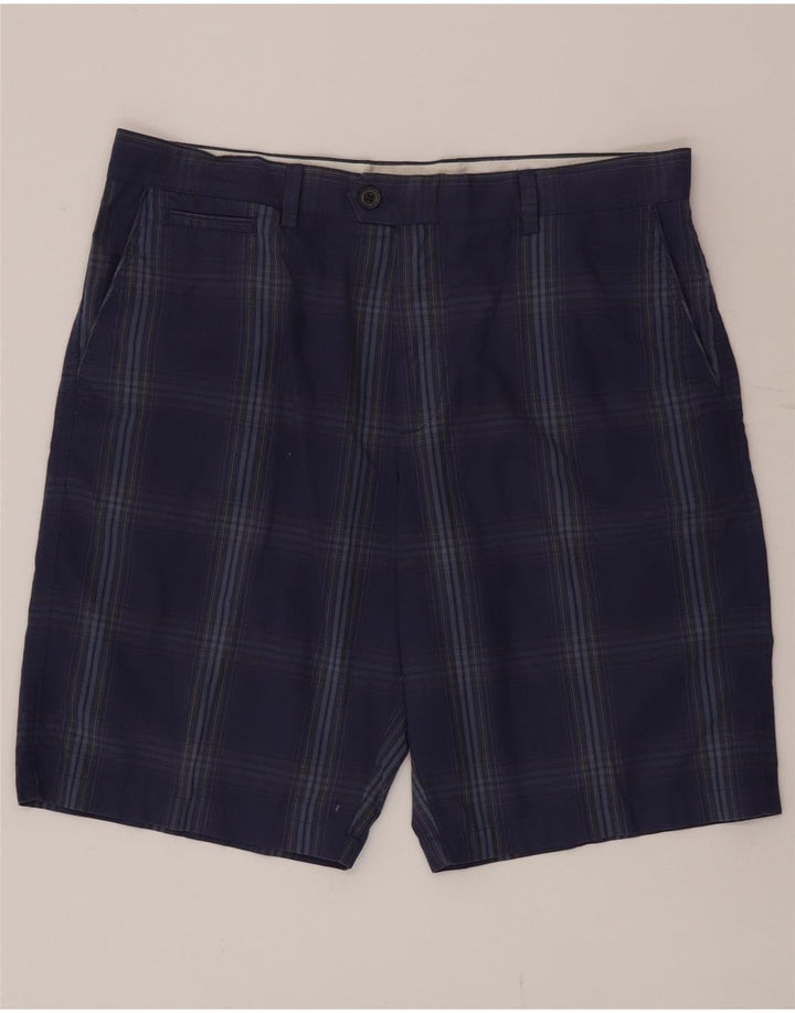 Marks & Spencer Mens Chino Shorts W36 Large Blue Check Cotton