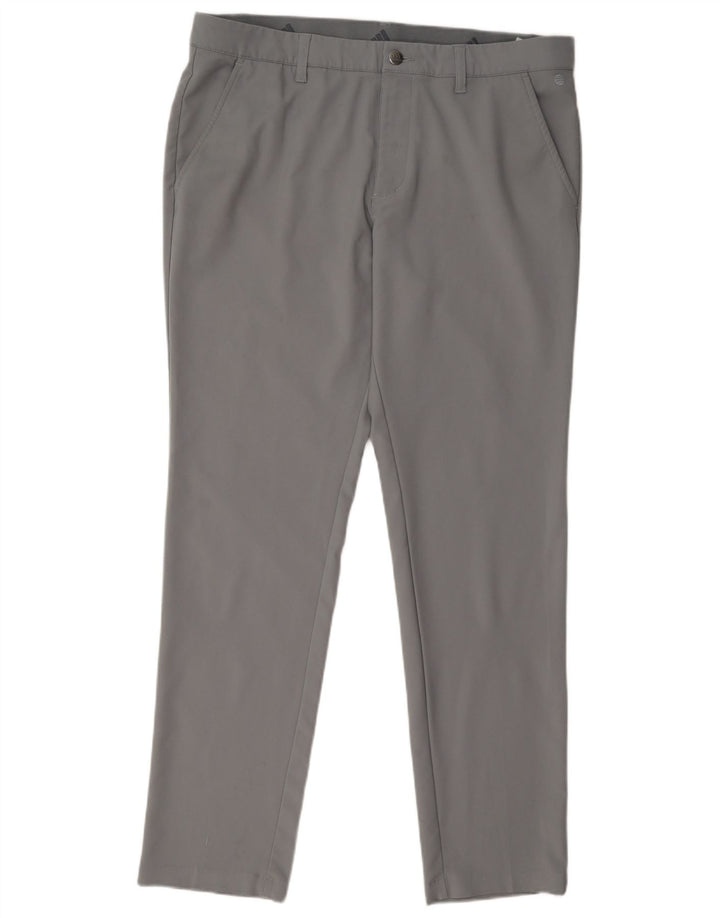 Adidas Mens Straight Trousers W34 L32 Grey Polyester