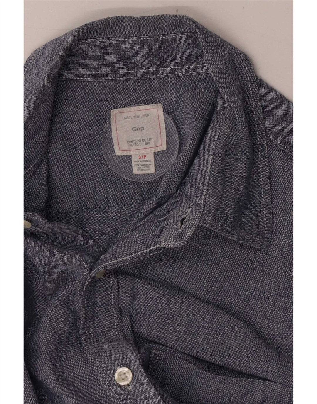 Gap Mens Shirt Small Navy Blue Linen