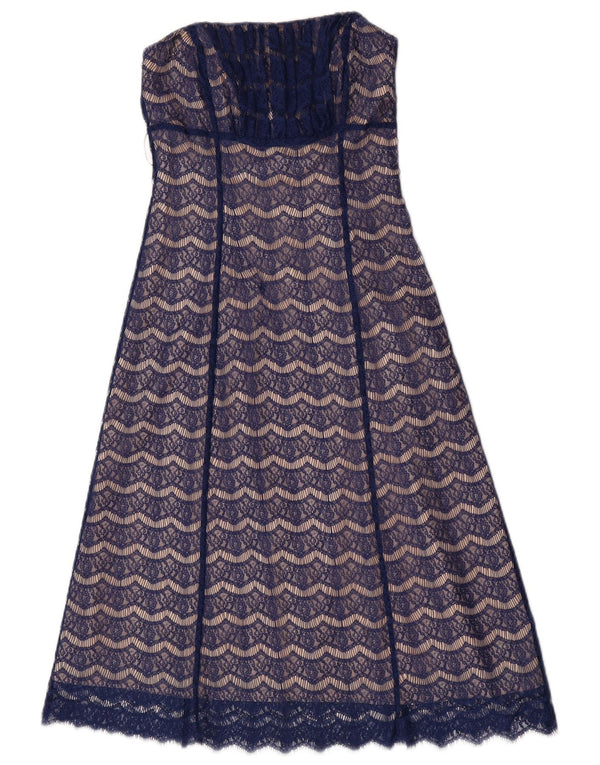 Coast Womens Lace Stropløs Kjole UK 10 Small Navy Blue Floral Nylon