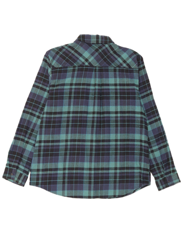Eddie Bauer Damen Flanellhemd UK 16 Large Marineblau kariert Baumwolle