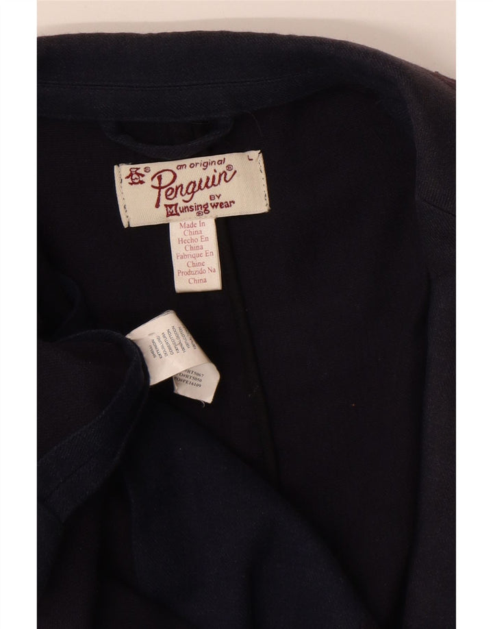 Penguin Mens 1 Button Blazer Jacket UK 40 Large Navy Blue Cotton