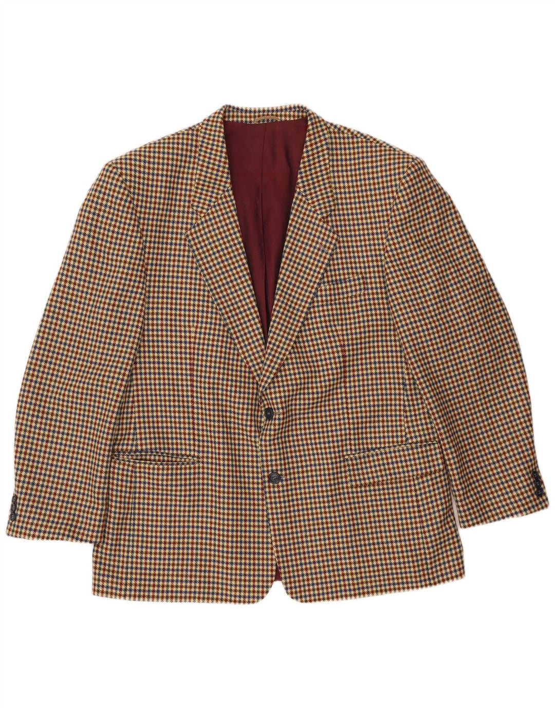 Giacca blazer da uomo a 2 bottoni Luigi Botto UK 40 grande lana pied de poule beige