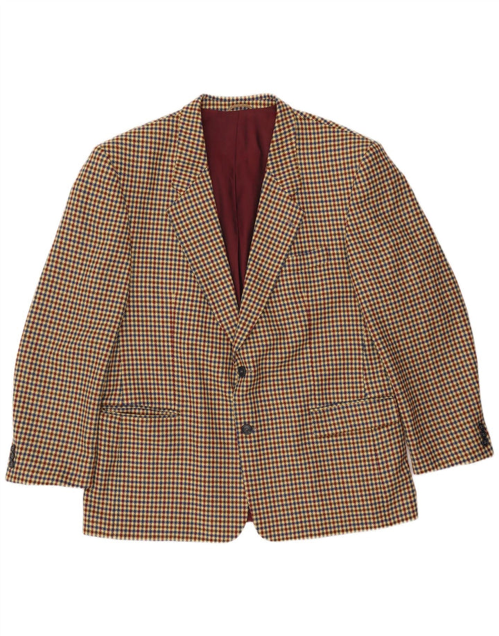 Giacca blazer da uomo a 2 bottoni Luigi Botto UK 40 grande lana pied de poule beige