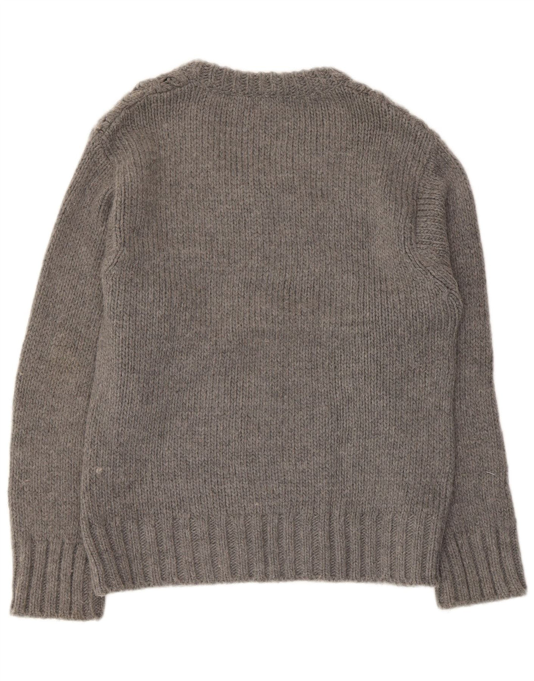 Zara Mens V-Neck Jumper Sweater Large Grey Acrylic
