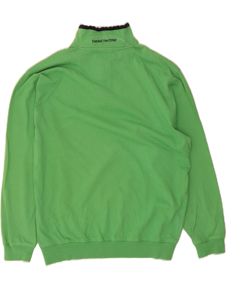 DANIEL HECHTER Mens Zip Neck Jumper Sweater IT 52 Large Green Cotton Vintage Daniel Hechter and Second-Hand Daniel Hechter from Messina Hembry 