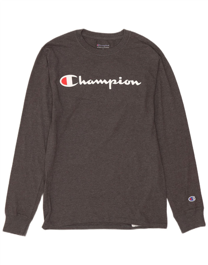 Champion Herren-Grafikoberteil, langärmelig, klein, graue Baumwolle