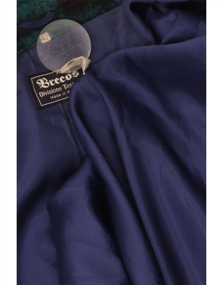 Breco's Womens Overcoat IT 42 Medium Blue Check Virgin Wool