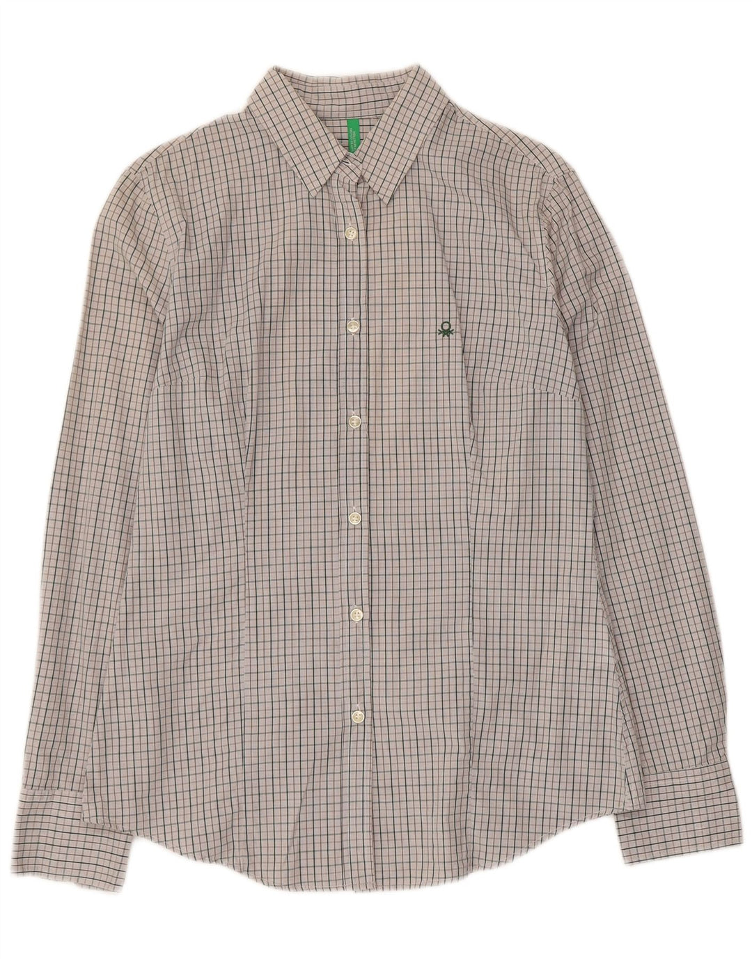 Benetton Womens Shirt UK 14 Large Grey Cotton