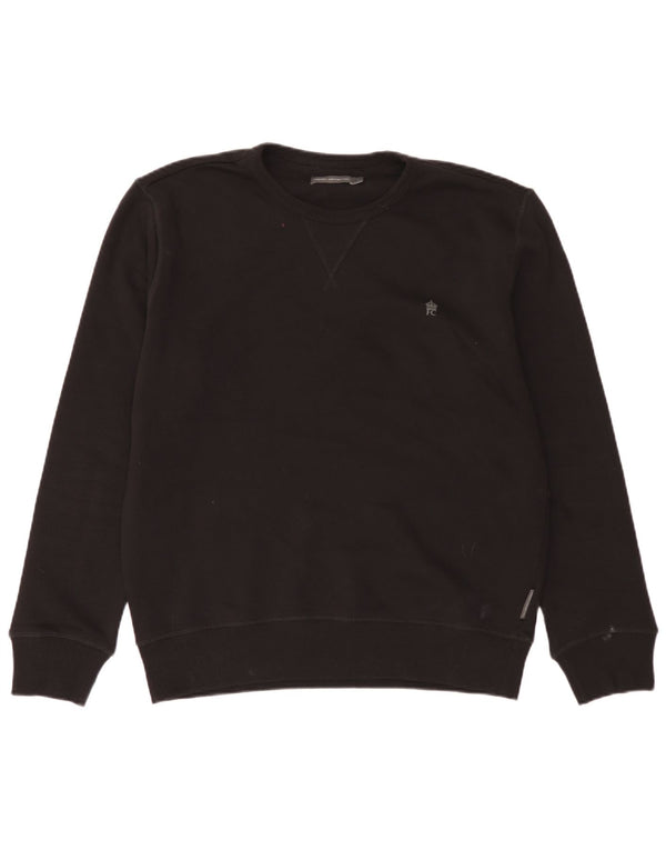 French Connection Mens Sweatshirt Jumper Large Black Cotton