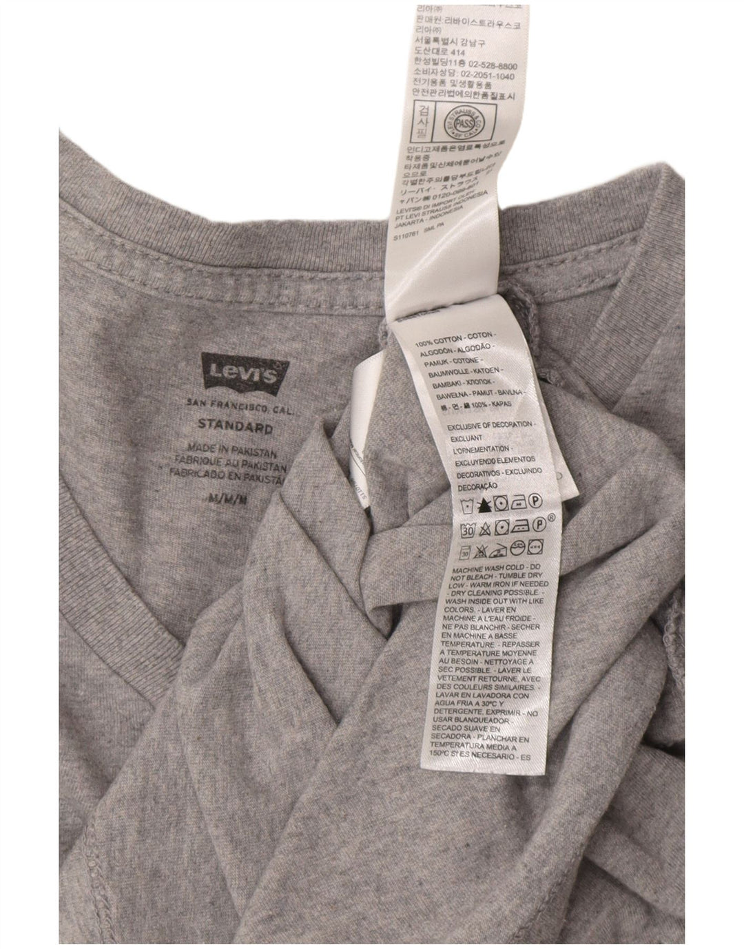 LEVI'S Mens Standard T-Shirt Top Medium Grey Cotton