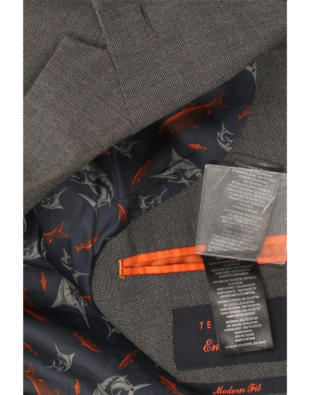 Ted Baker Herre Modern Fit 2-knaps blazerjakke US 42 XL Grå Polyester