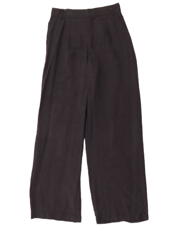 Calça chino feminina Zara com perna larga XS W24 L32 preta