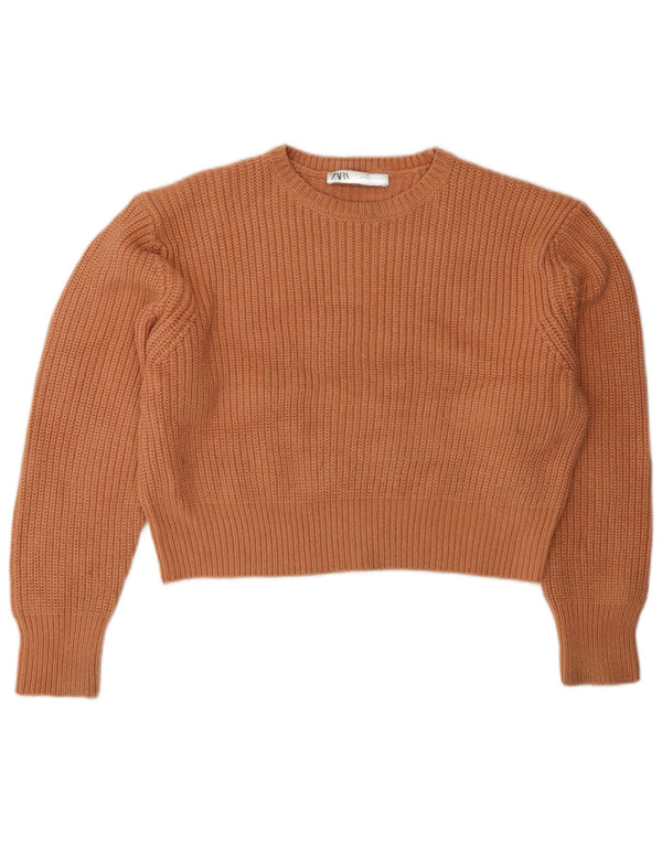 Maglione corto girocollo oversize da donna Zara UK 10 piccolo arancione