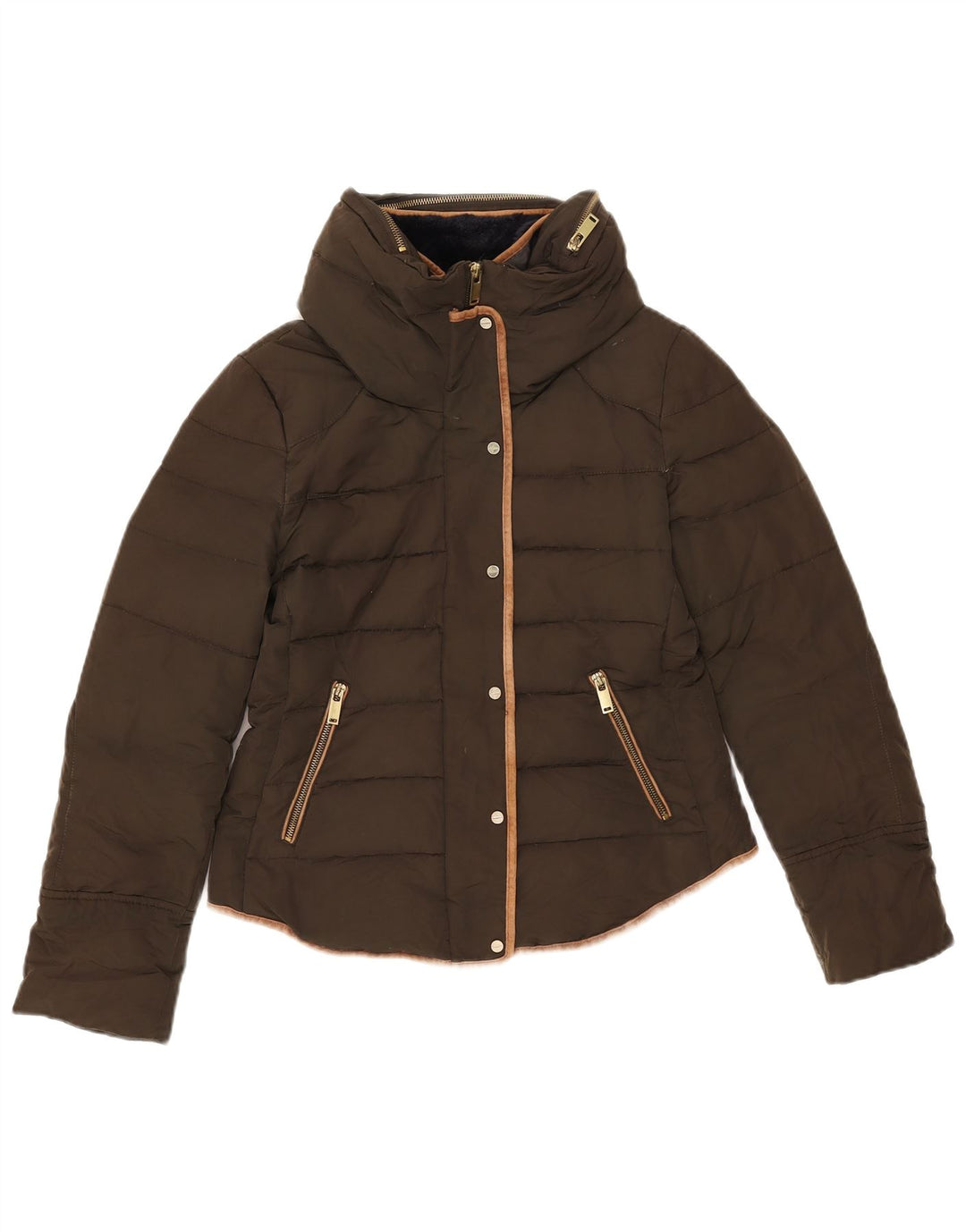 Zara Dame Hættejakke UK 14 Medium Khaki
