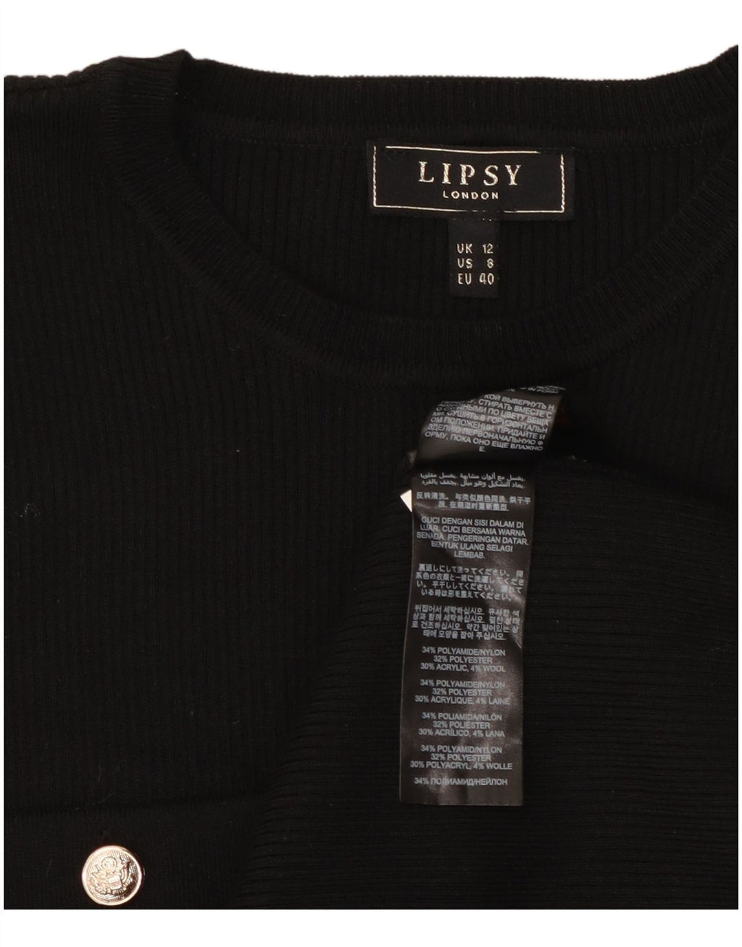 Lipsy Womens Jumper Dress UK 12 Medium Black Polyamide
