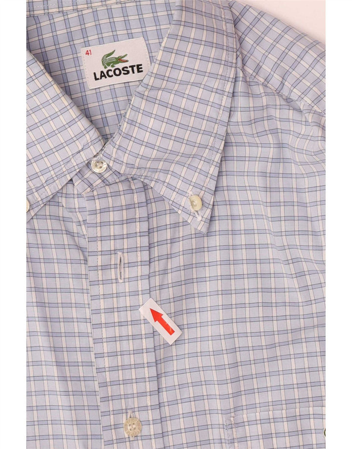 Lacoste Mens Shirt Size 41 Large Blue Plaid Cotton