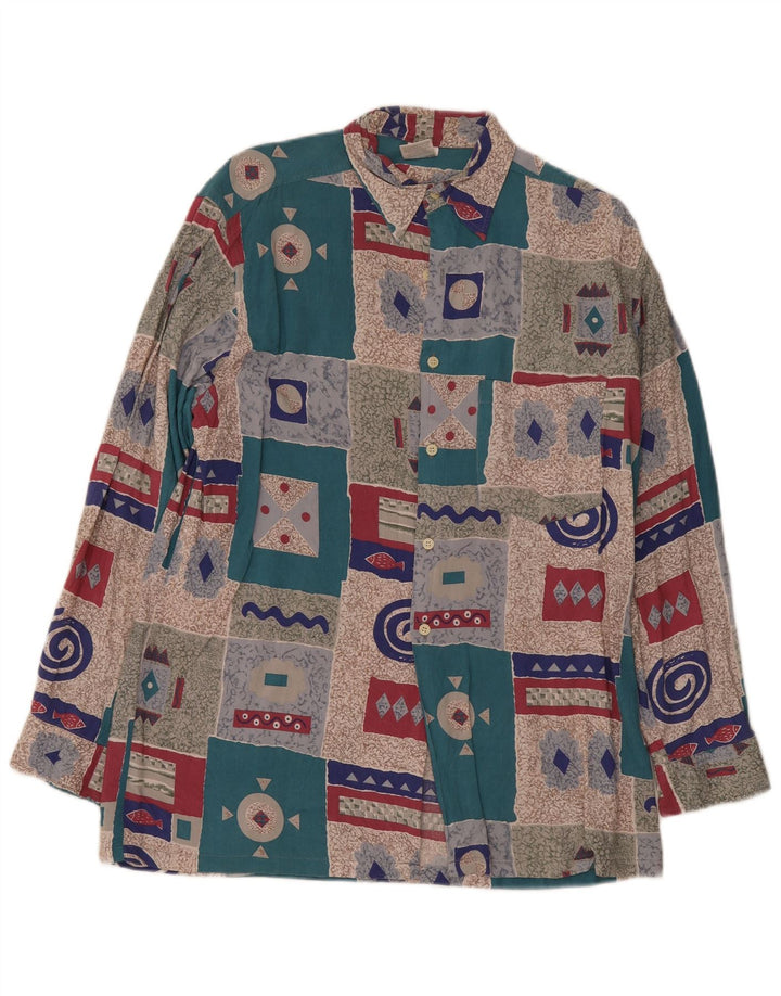 Vintage herreskjorte UK 15 1/2 Medium Flerfarvet Patchwork Retro