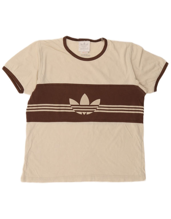 Adidas Herre grafisk T-shirt Top Medium Off White Colourblock Bomuld
