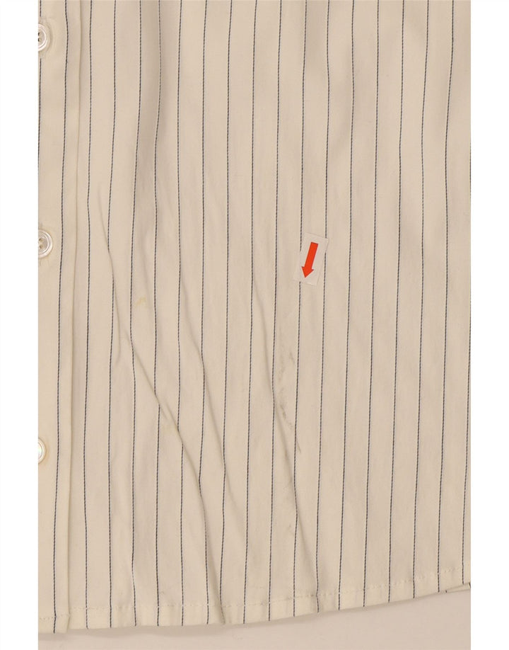 Hugo Boss Womens Shirt UK 12 Medium White Pinstripe