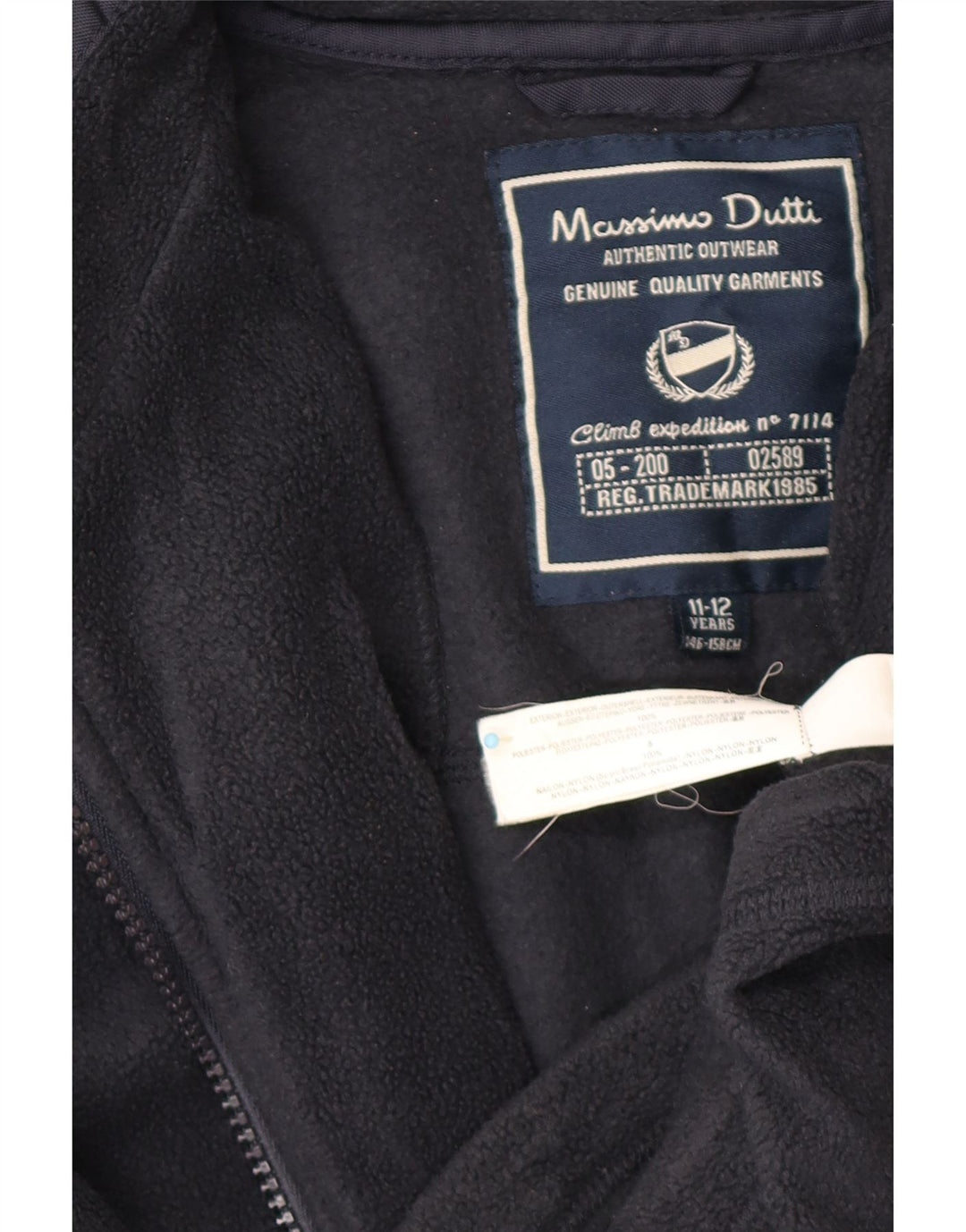 MASSIMO DUTTI Boys Graphic Fleece Jacket 11-12 Years Navy Blue Polyester