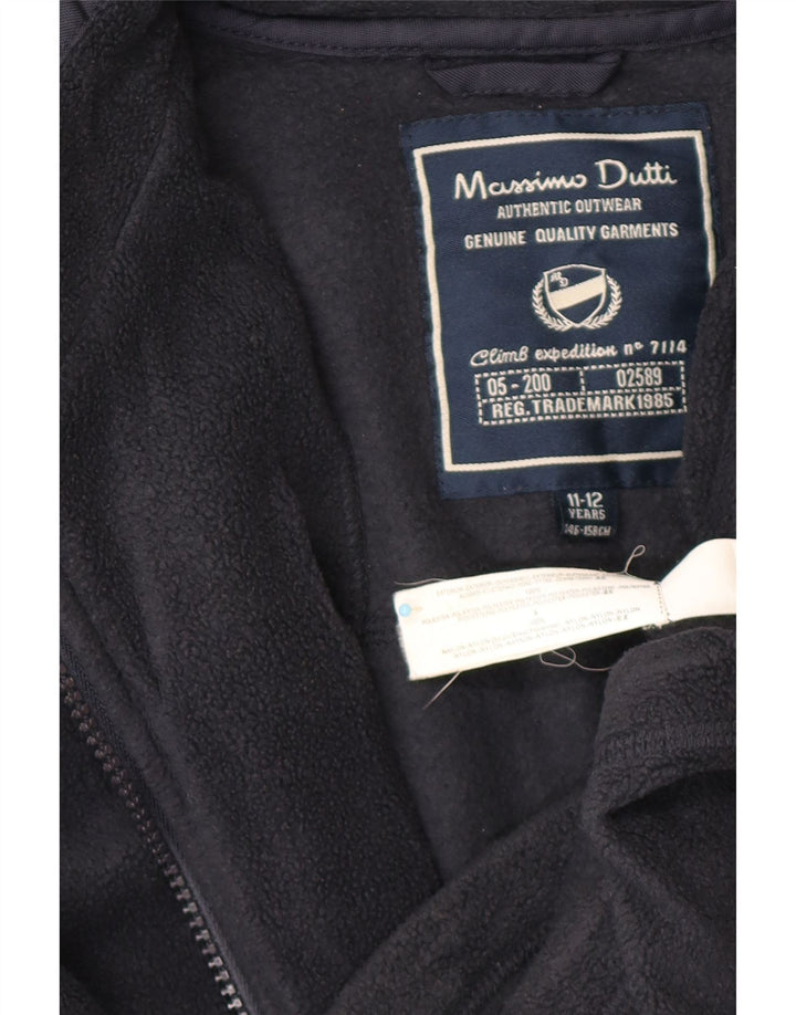 MASSIMO DUTTI Boys Graphic Fleece Jacket 11-12 Years Navy Blue Polyester