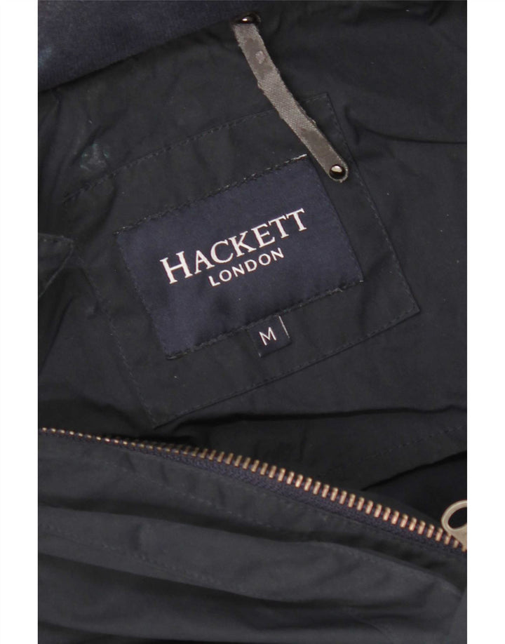 Hackett Herre Double Breasted Coat UK 38 Medium Navy Blue Nylon