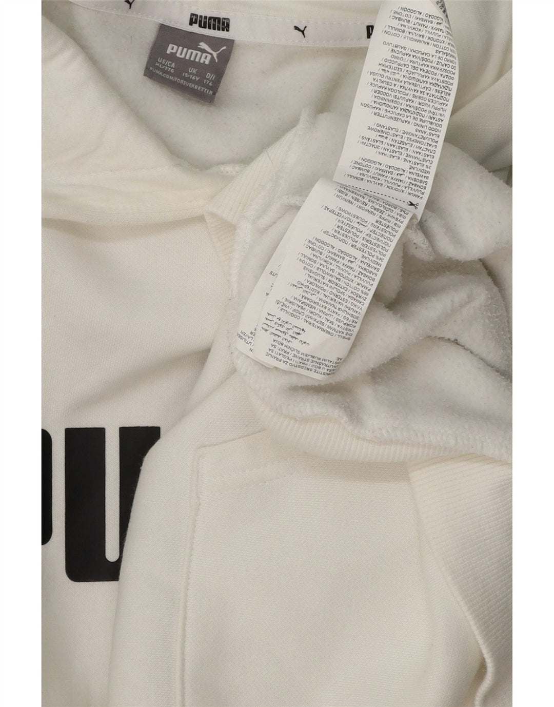 Jumper com capuz gráfico PUMA Boys 15-16 anos algodão branco