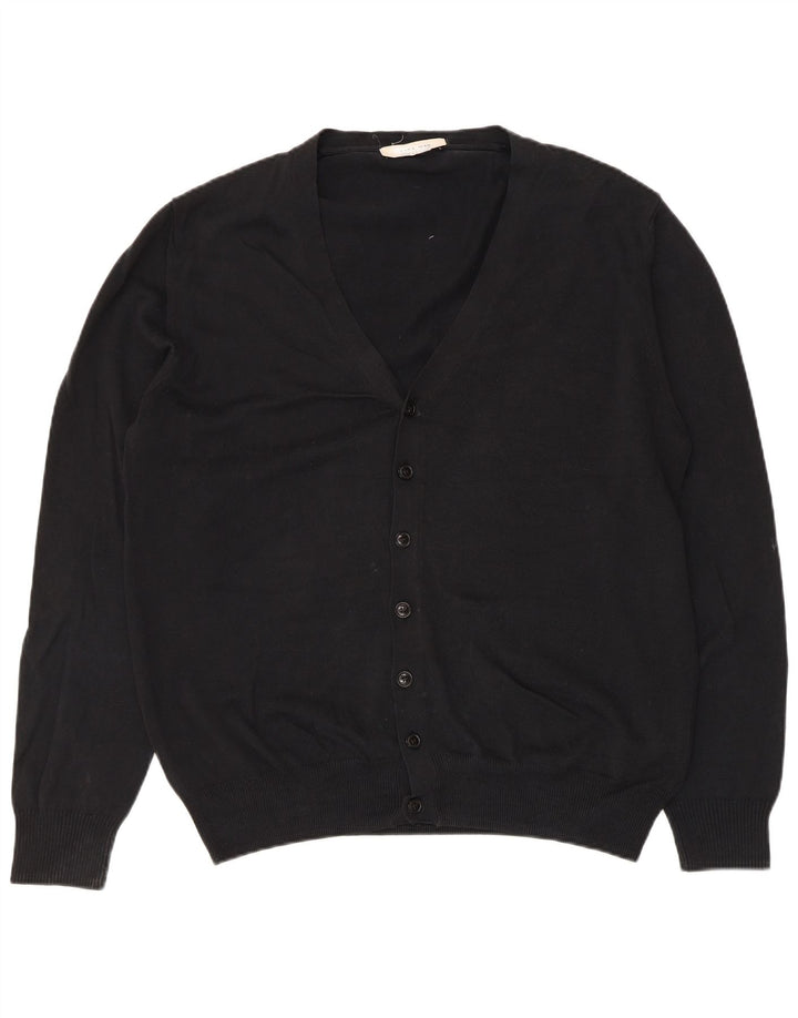 Zara Mens Cardigan Sweater Large Black Cotton