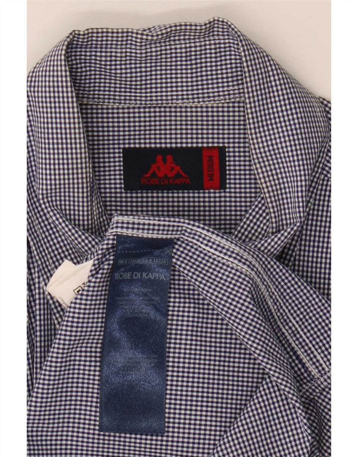 Kappa Mens Shirt Medium Navy Blue Gingham Cotton