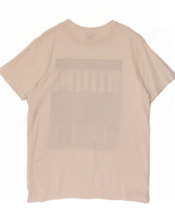 Puma Mens Graphic T-Shirt Top Grande Algodão Branco