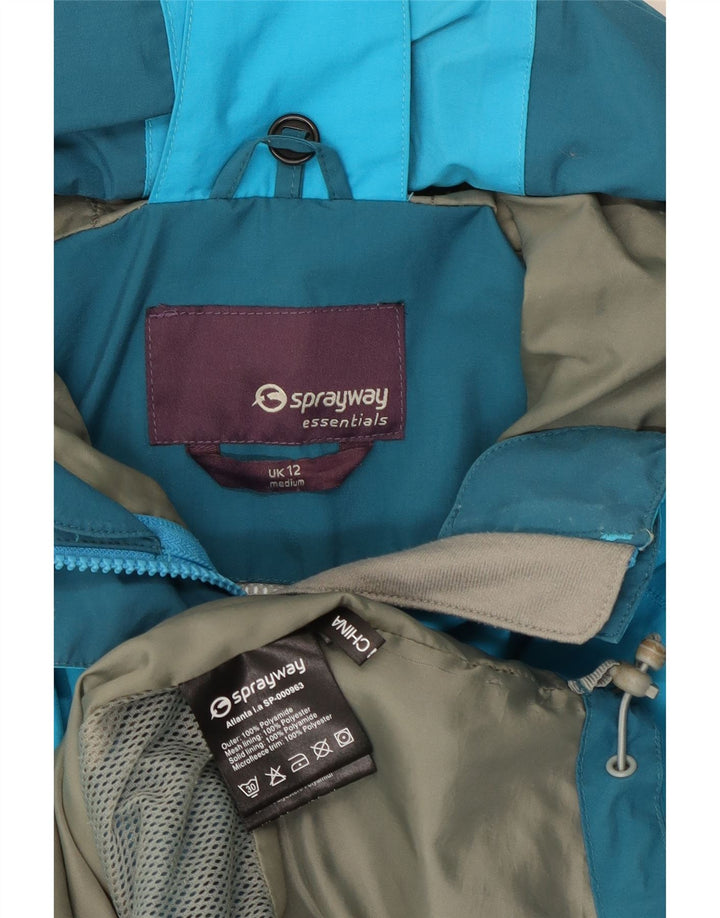 Sprayway Dame Hooded Windbreaker Jacket UK 12 Medium Blue Colourblock