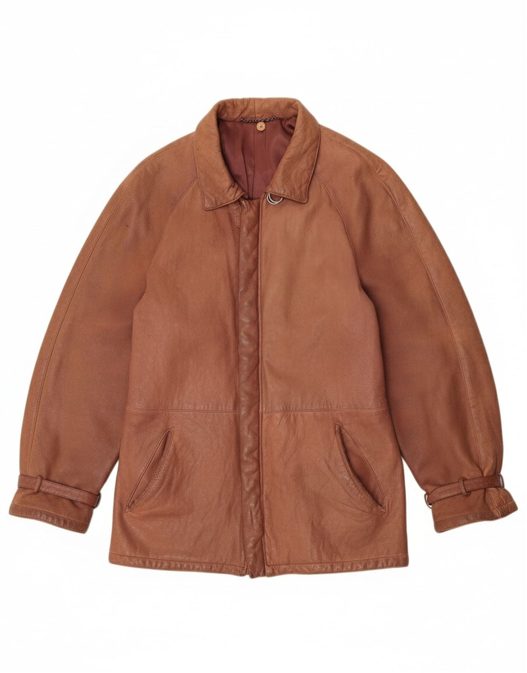 Giacca in pelle vintage da donna IT 52 2XL Marrone