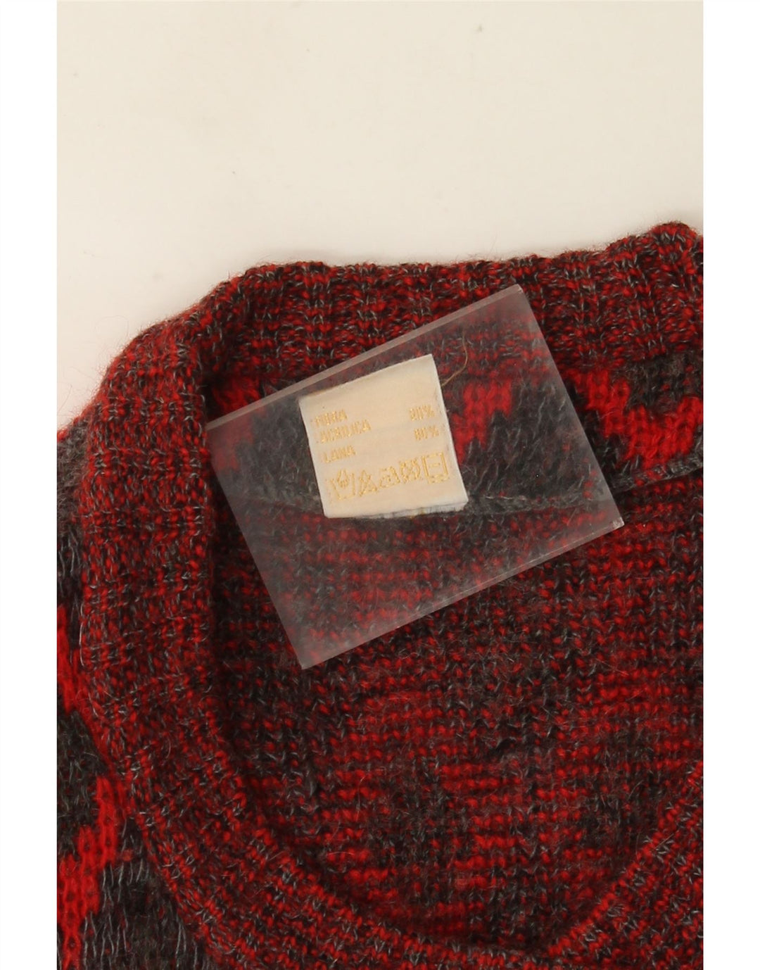 VINTAGE Womens Oversized Cardigan Sweater UK 16 Large Red Geometric Wool