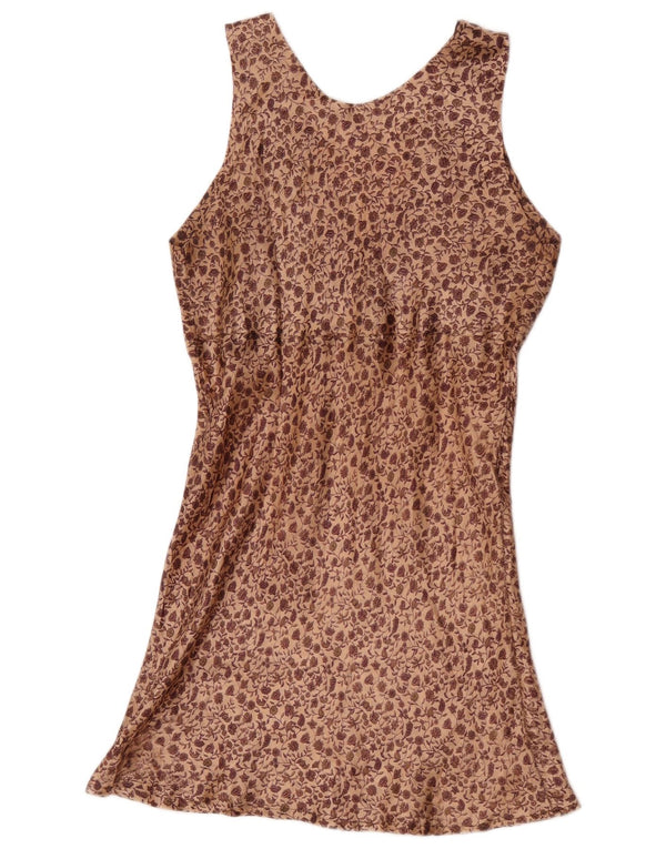 Vintage Damen Slip-Kleid UK 10 Small Brown Floral