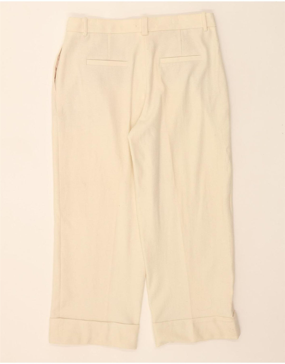 MASSIMO DUTTI Womens Pegged Cropped Trousers W37 L26 Off White Viscose Vintage Massimo Dutti and Second-Hand Massimo Dutti from Messina Hembry 
