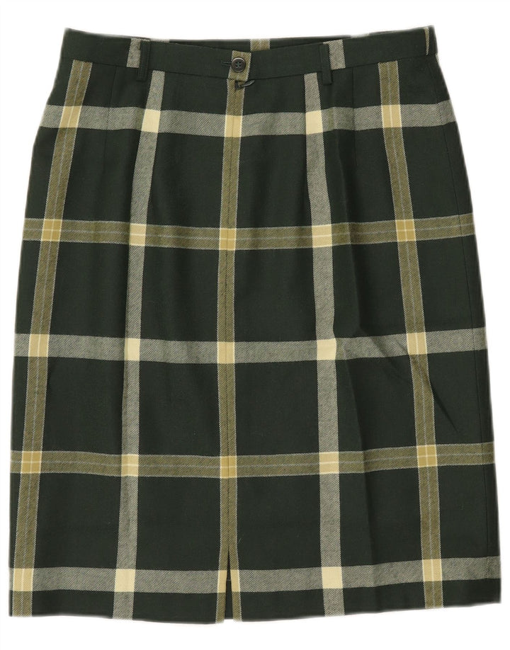 Mondi Womens Straight Skirt EU 40 Medium W30  Green Plaid Wool