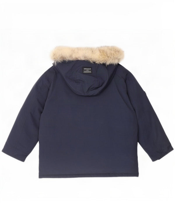 Woolrich Boys Hooded Padded Jacket 11-12 Years Navy Blue Cotton