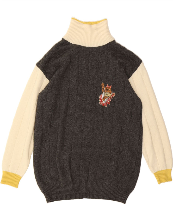 ICEBERG Womens Turtle Neck Jumper Sweater EU 44 XL Grey Colourblock Wool Vintage Iceberg and Second-Hand Iceberg from Messina Hembry 
