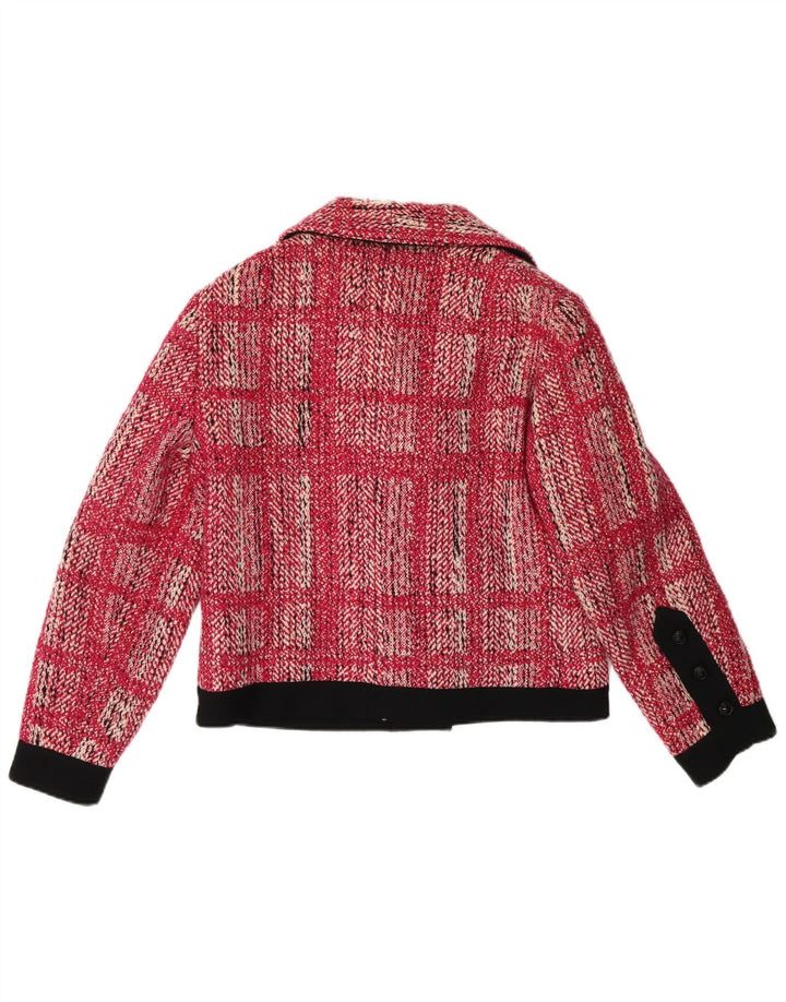 VINTAGE Womens Bomber Jacket UK 14 Medium Pink Check