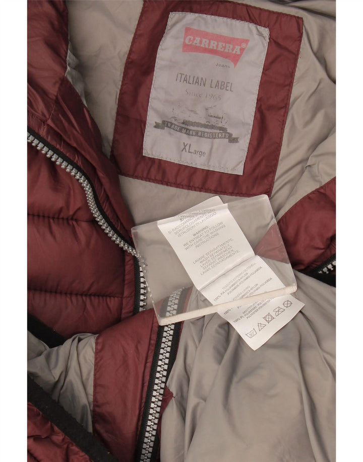 Carrera Herren-Kapuzenjacke, gepolstert, XL, Burgunderrot, Polyamid