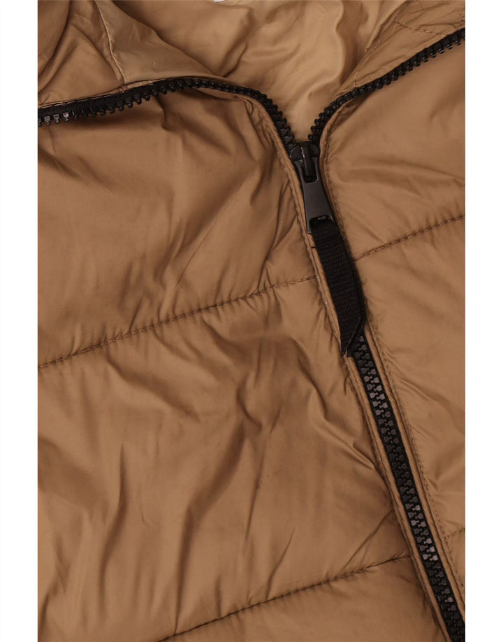 Zara Dame Hætte Oversized Polstret Jakke UK 14 Medium Beige Nylon