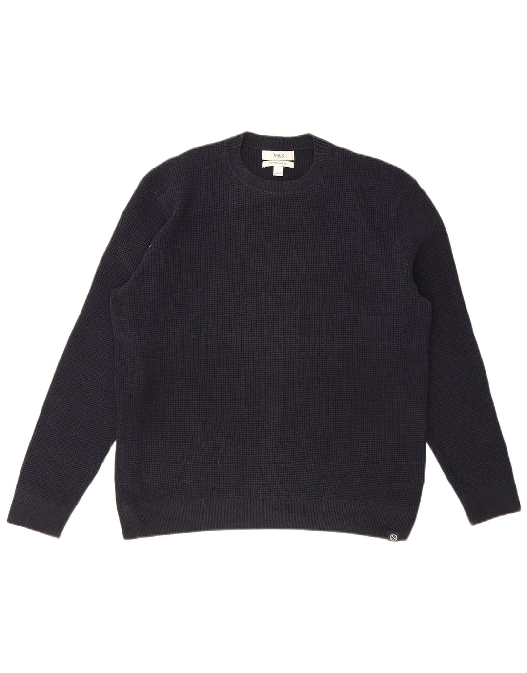 MARKS & SPENCER Herre sweater med rund hals, stor marineblå bomuld