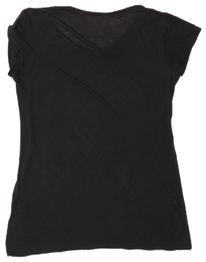 Zara Womens Graphic T-Shirt Top UK 10 Small Black