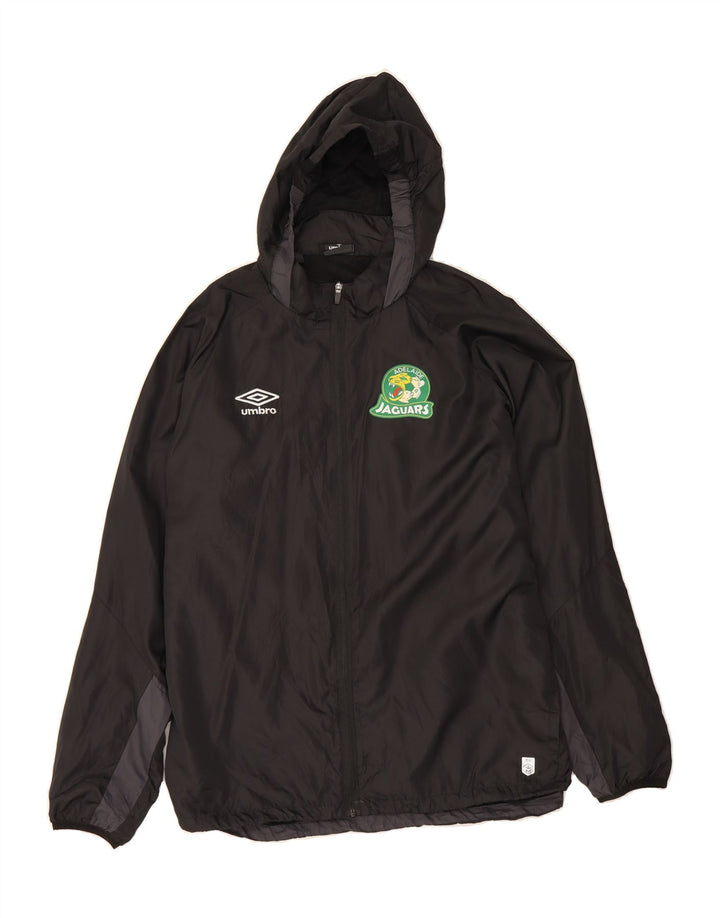 UMBRO Mens Hooded Rain Jacket UK 44 2XL Black Colourblock Polyester Vintage Umbro and Second-Hand Umbro from Messina Hembry 