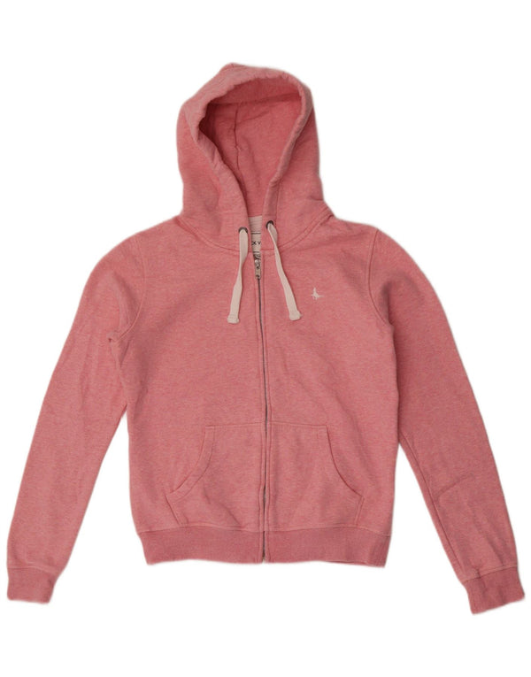 Jack Wills Damen-Kapuzenpullover mit Reißverschluss, Gr. 10, klein, rosa gefleckte Baumwolle