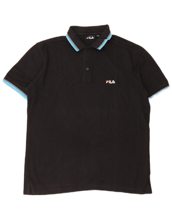 Fila Mens Polo Shirt IT 50 Medium Black Cotton