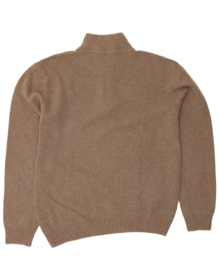 Oscar Et Louise Mens Zip Neck Jumper Sweater Medium Beige Wool