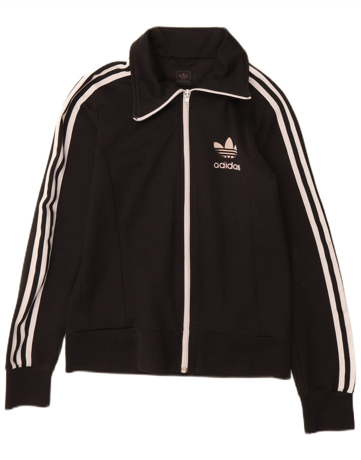 Adidas Womens Tracksuit Top Jacket EU 34 XS Black Cotton
